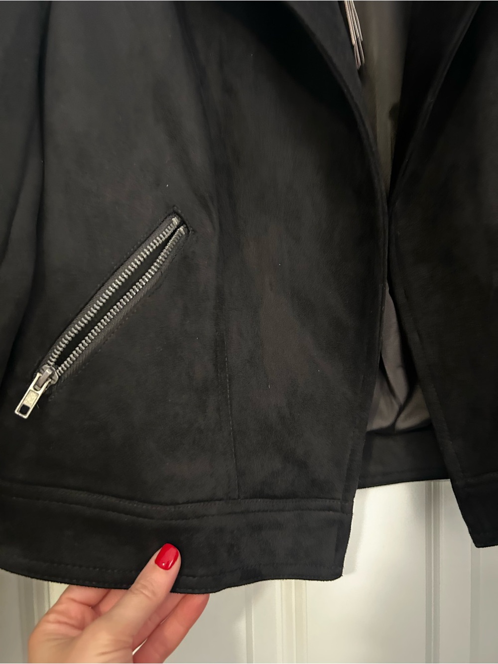Philosophy Black Suede Zip-Pocket Jacket - Picture 2 of 3